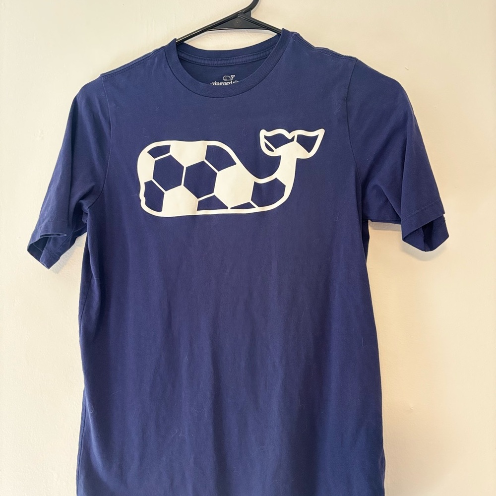 Vineyard Vines Navy Tee with White Whale Soccer Graphic